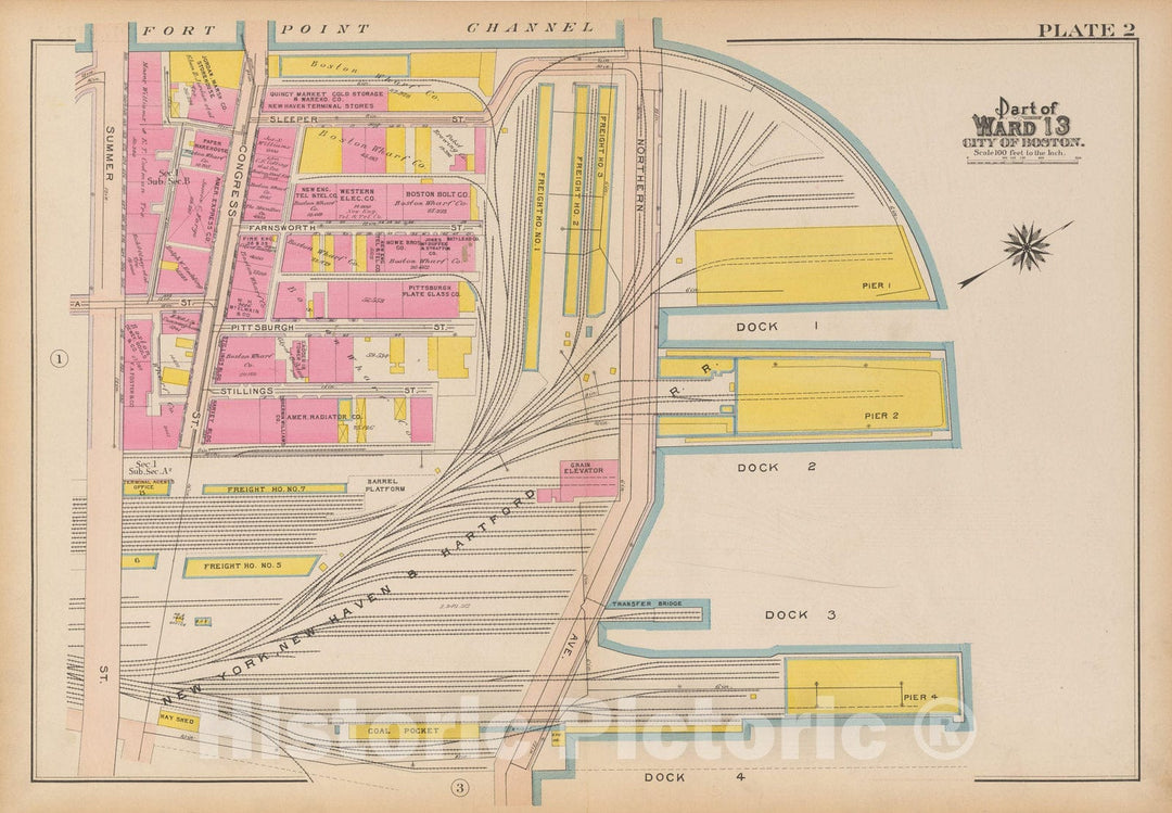 Historic Map : Atlas of South Boston, South Boston 1910 Plate 002 , Vintage Wall Art