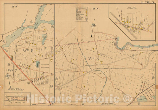 Historic Map : Atlas City of Springfield and The Town of Longmeadow 1910 Plate 021 , Vintage Wall Art