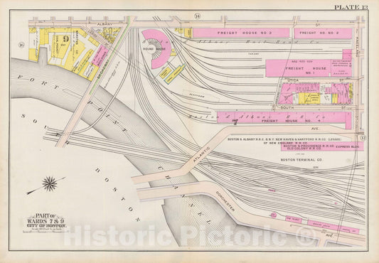 Historic Map : Atlas City of Boston: Boston Proper and Back Bay, Boston 1908 Plate 013 , Vintage Wall Art