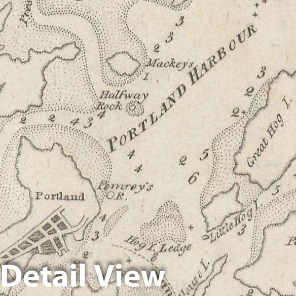 Historic Map : American Coast Pilot, Casco Bay & Portland 1815 , Vintage Wall Art