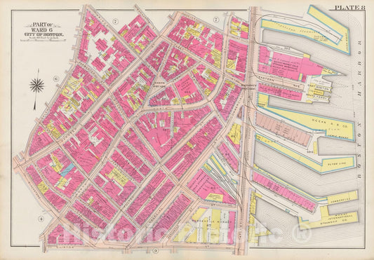Historic Map : Atlas City of Boston: Boston Proper and Back Bay, Boston 1908 Plate 008 , Vintage Wall Art