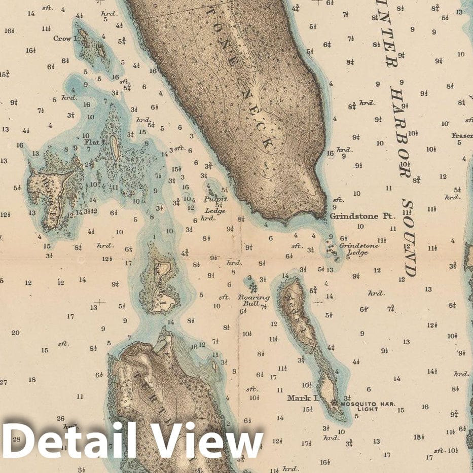 Historic Map : Winter Harbor 1867 Topographic Map , Vintage Wall Art