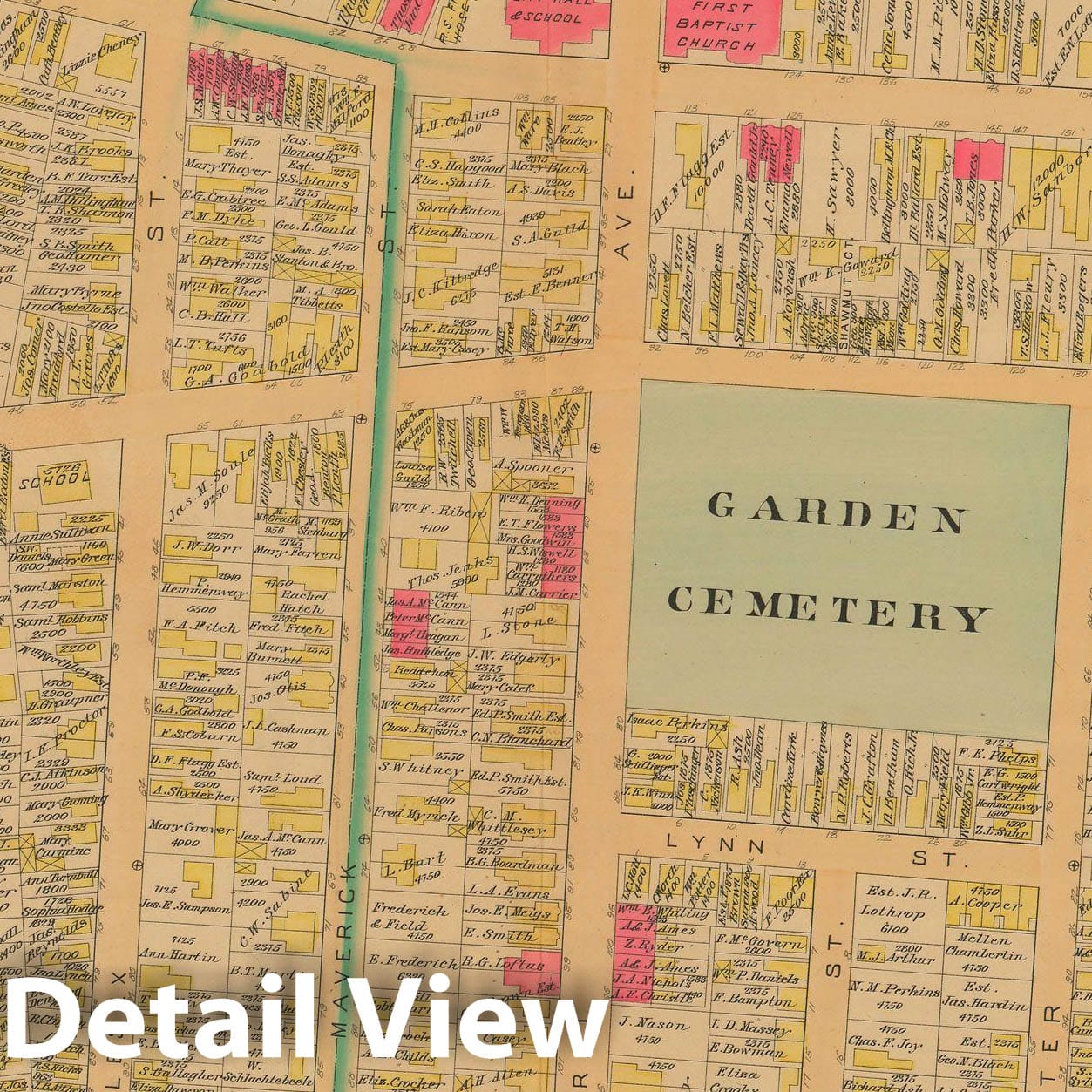 Historic Map : Atlas City of Chelsea and the Towns of Revere and Winthrop 1886 Plate C , Vintage Wall Art