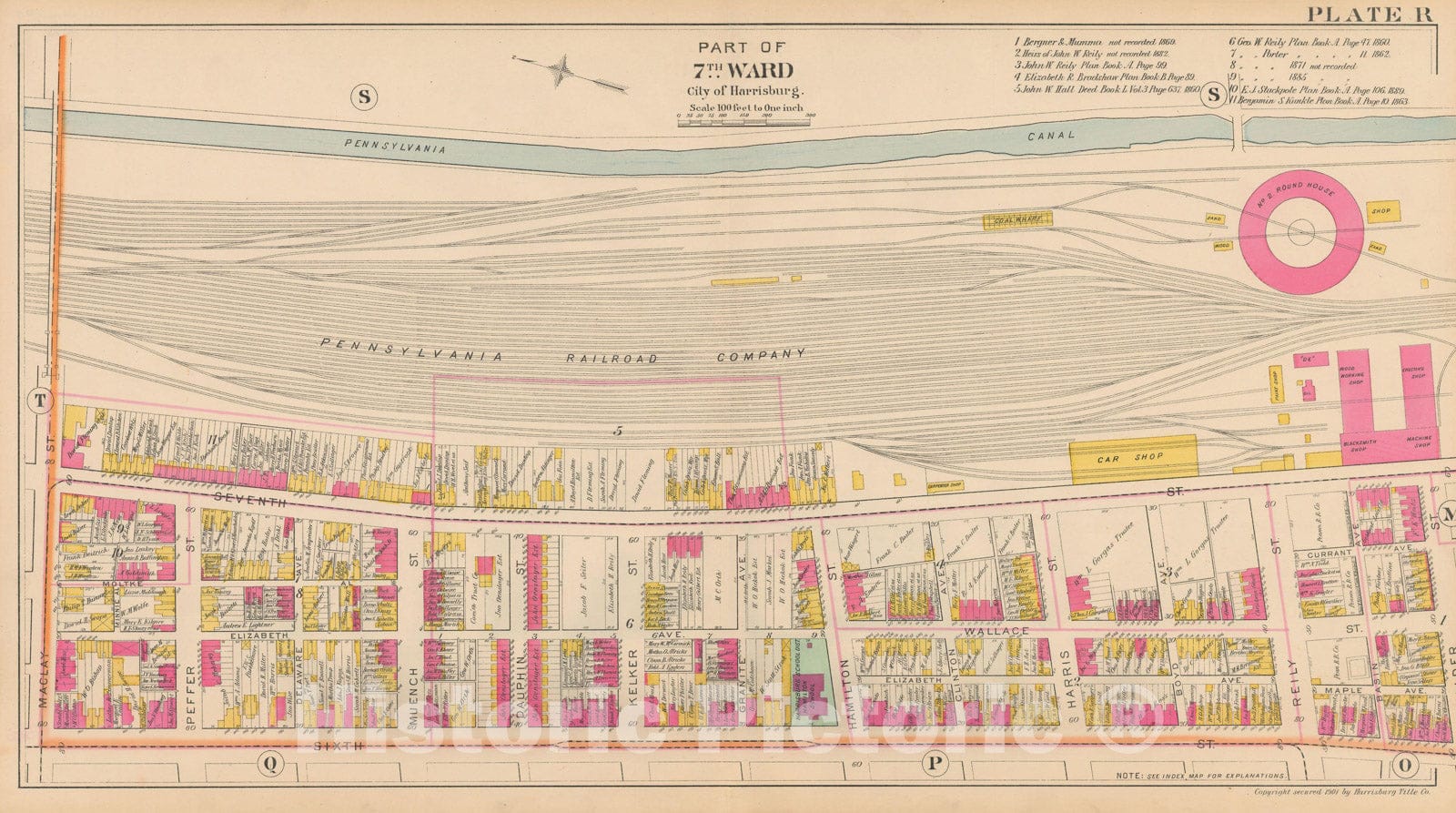 Historic Map : Atlas City of Harrisburg, Harrisburg 1901 Plate R , Vintage Wall Art