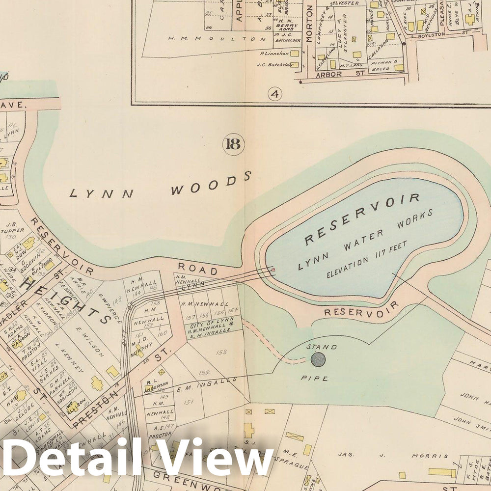 Historic Map : Atlas of Lynn, Swampscott and Saugus, Lynn 1905 Plate 013 , Vintage Wall Art