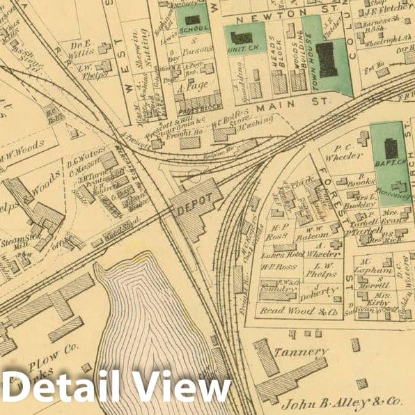 Historic Map : County Atlas of Middlesex Massachusetts, Ayer Junction 1875 , Vintage Wall Art