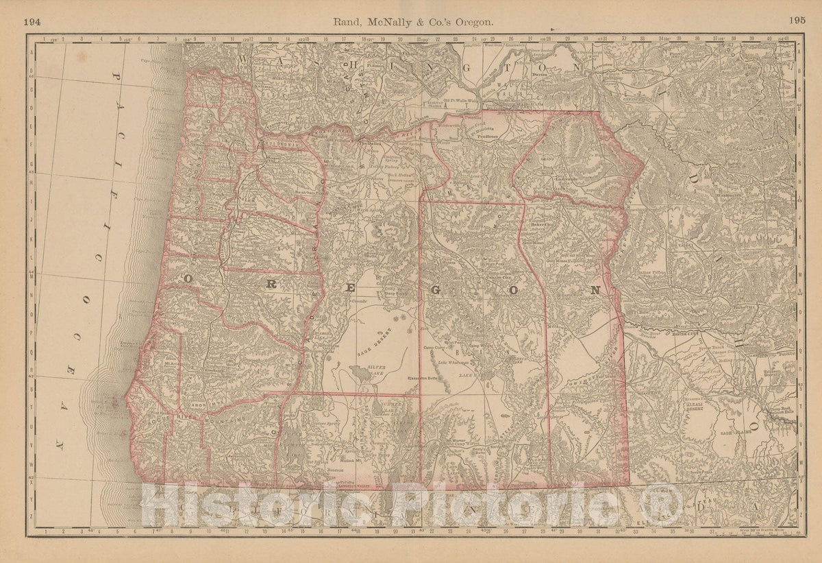 Historic Map : Oregon 1877 , Business Atlas of the USA , Vintage Wall Art