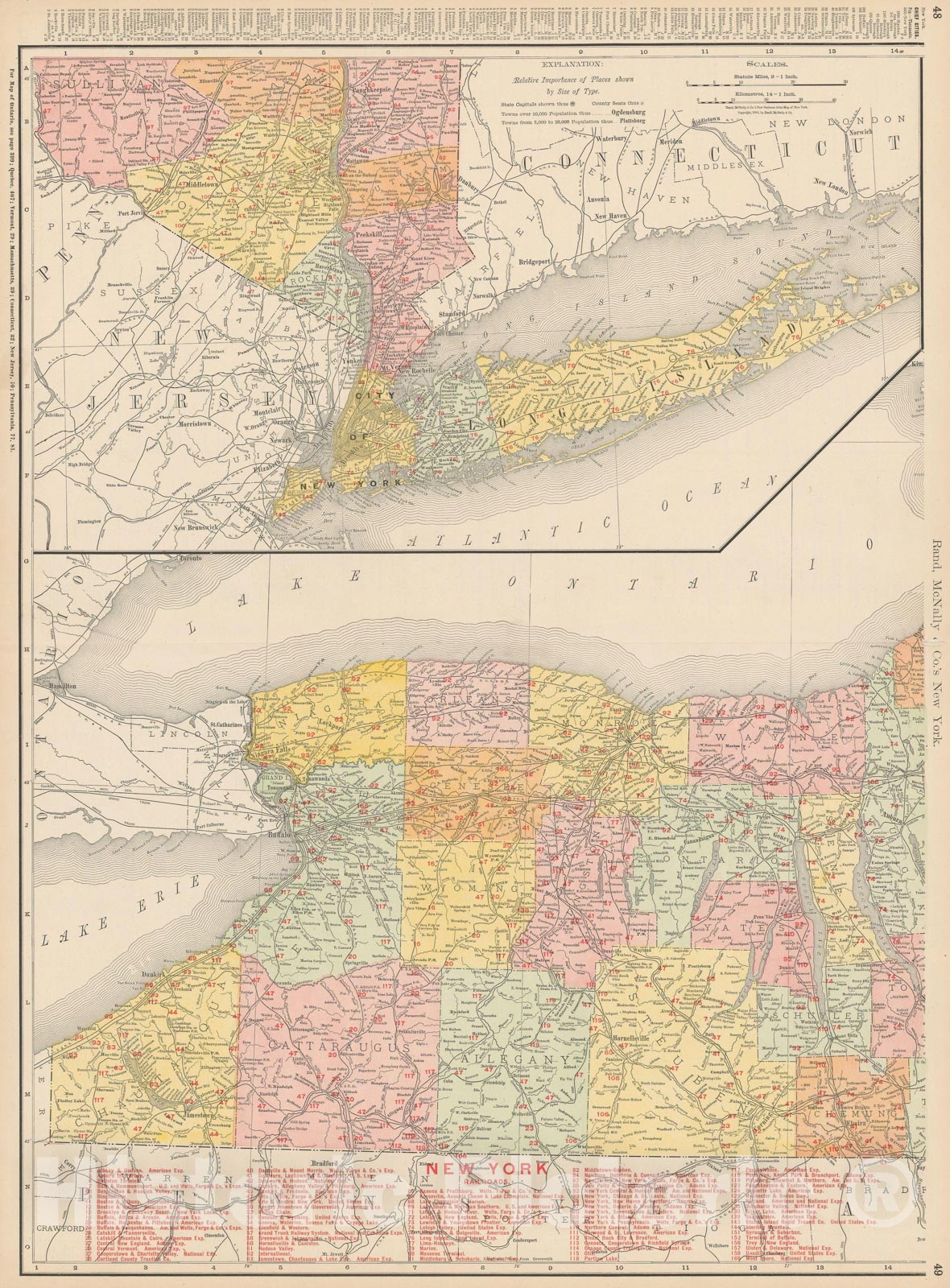 Historic Map : New York 1903 , Rand McNally Business Atlas , Vintage Wall Art