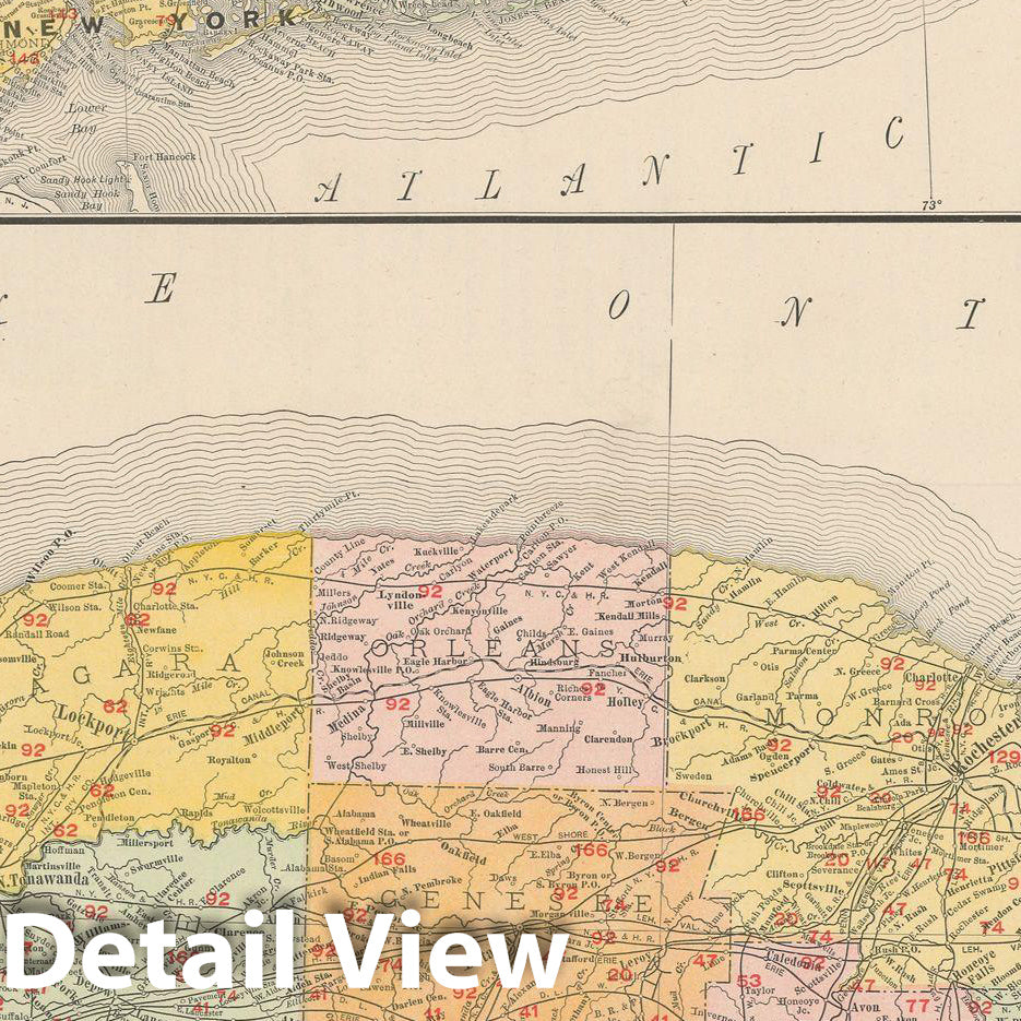 Historic Map : New York 1903 , Rand McNally Business Atlas , Vintage Wall Art