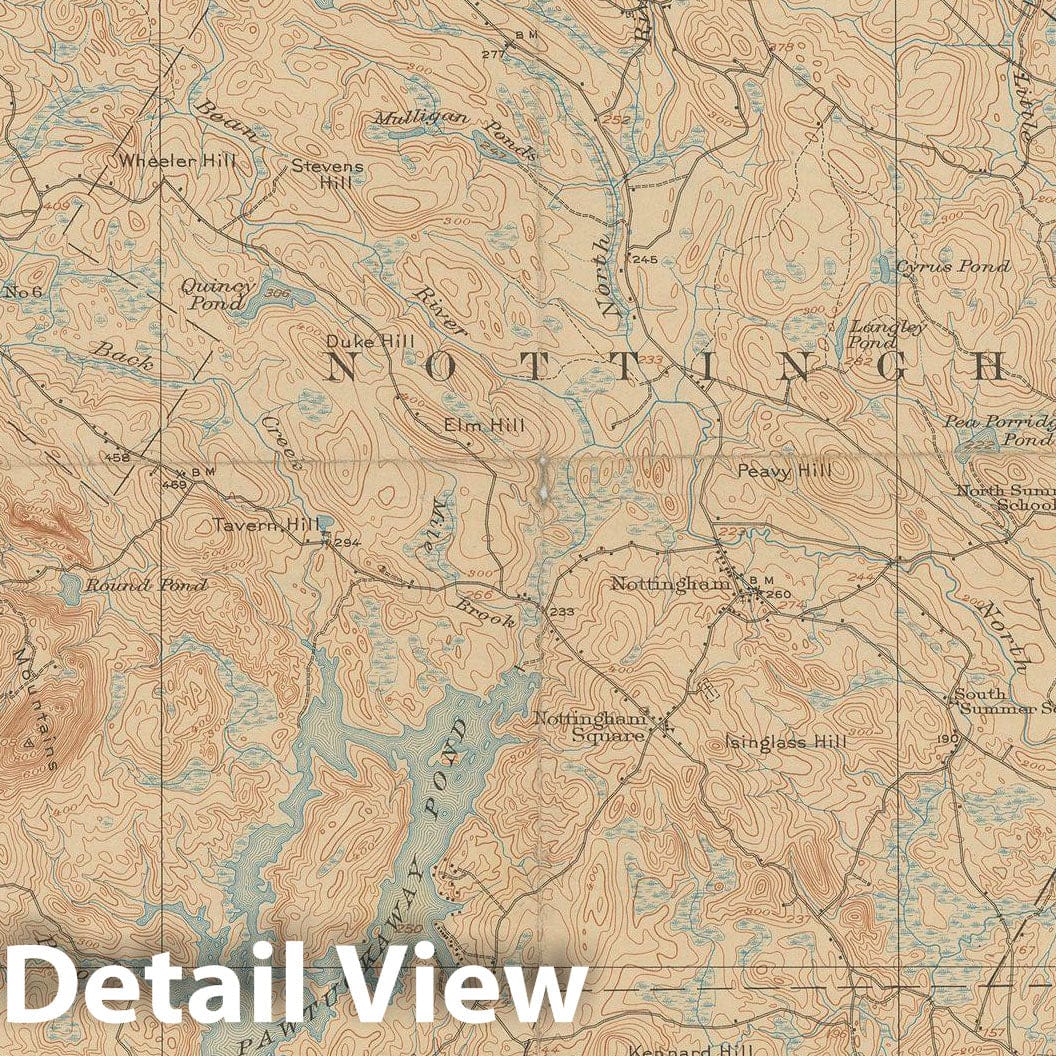 Historic Map : USGS 7.5 Minute Sheets and Quadrangles, Barrington & Epping & Nottingham & Raymond 1932 Topographic Map , Vintage Wall Art