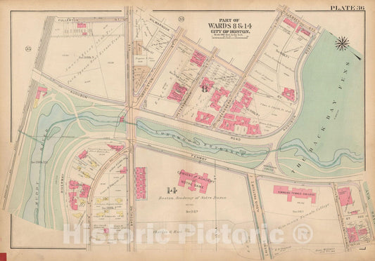 Historic Map : Atlas City of Boston, Boston Proper and Back Bay, Boston 1922 Plate 036 , Vintage Wall Art