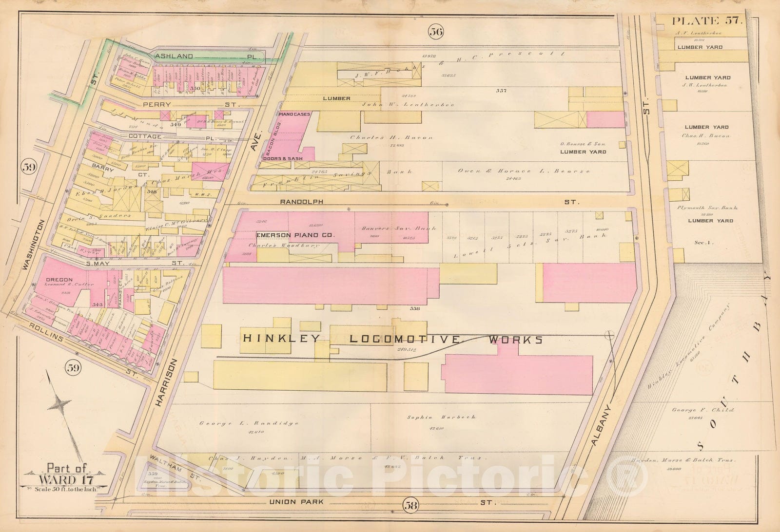 Historic Map : Atlas City of Boston, City Proper, Vol. 2, Boston 1888 Plate 057 , Vintage Wall Art