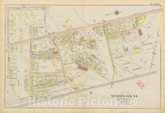 Historic Map : Atlas City of Boston, Vol. 5, Dorchester, Dorchester 1894 Plate 003 , Vintage Wall Art