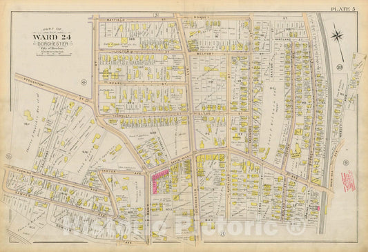 Historic Map : Atlas City of Boston, Vol. 5, Dorchester, Dorchester 1894 Plate 005 , Vintage Wall Art