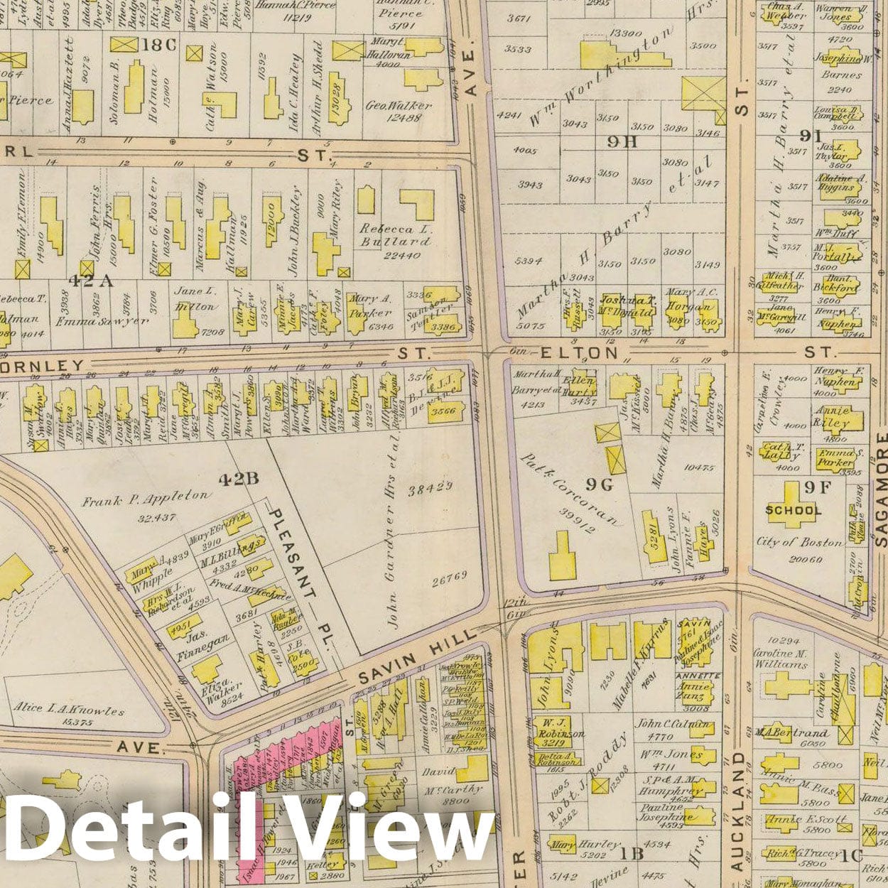 Historic Map : Atlas City of Boston, Vol. 5, Dorchester, Dorchester 1894 Plate 005 , Vintage Wall Art