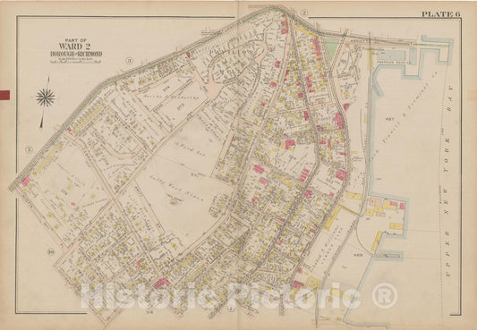 Historic Map : Atlas of Staten Island, Borough of Richmond, Vol 1, Staten Island 1917 Plate 006 , Vintage Wall Art