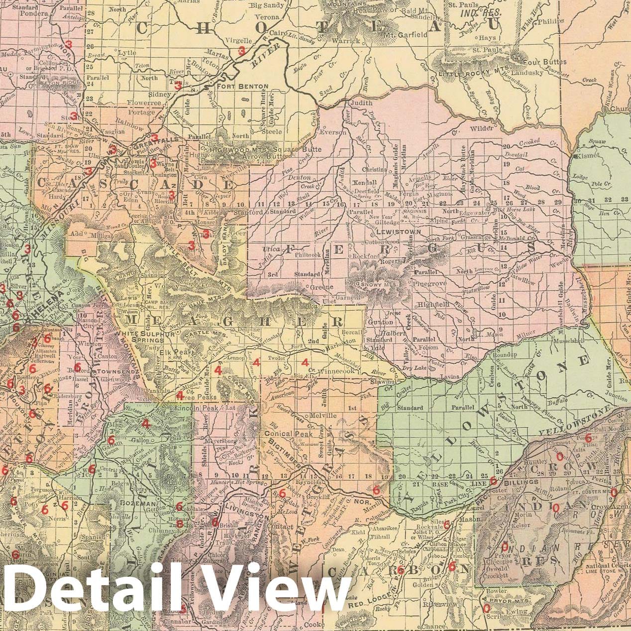 Historic Map : Montana 1903 , Rand McNally Business Atlas , Vintage Wall Art