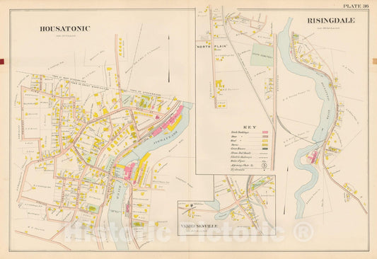 Historic Map : Atlas of Berkshire County Massachusetts, Great Barrington 1904 Plate 036 , Vintage Wall Art