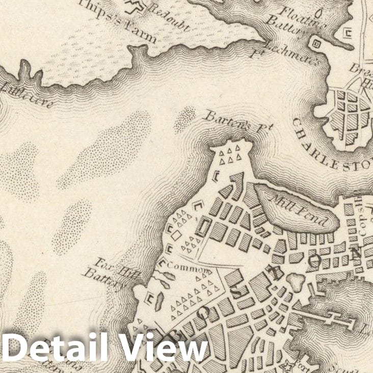 Historic Map : Boston in 1775 - 1776, published 1883 , Vintage Wall Art