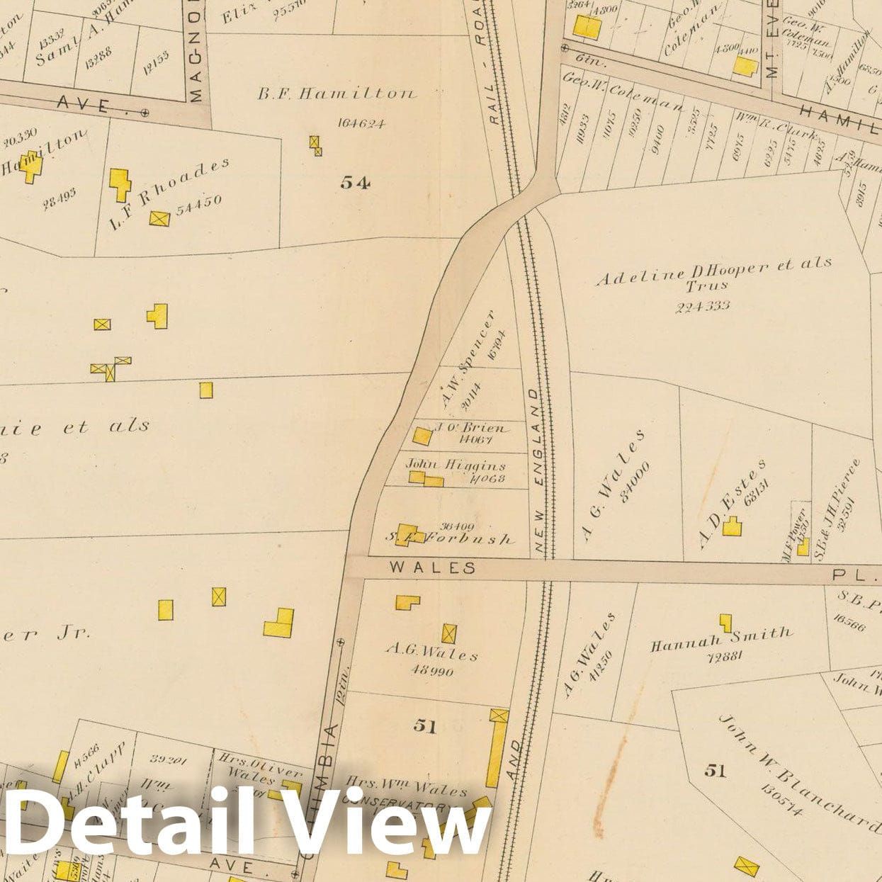 Historic Map : Atlas of Dorchester, Dorchester 1884 Plate E , Vintage Wall Art