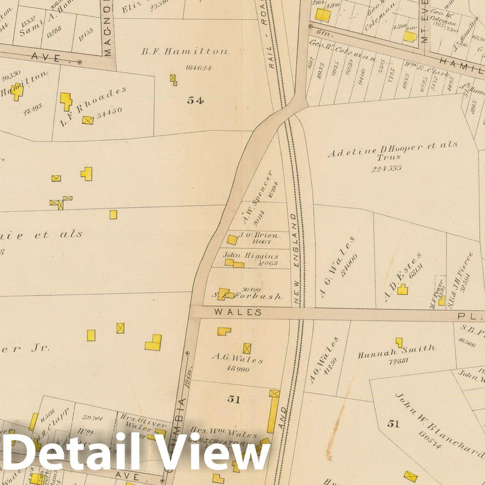 Historic Map : Atlas of Dorchester, Dorchester 1884 Plate E , Vintage Wall Art