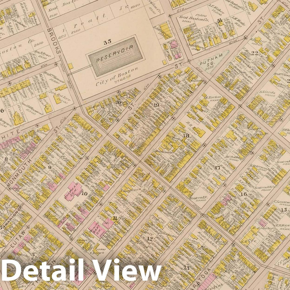 Historic Map : Atlas of East Boston, 1884 Plate P , Vintage Wall Art