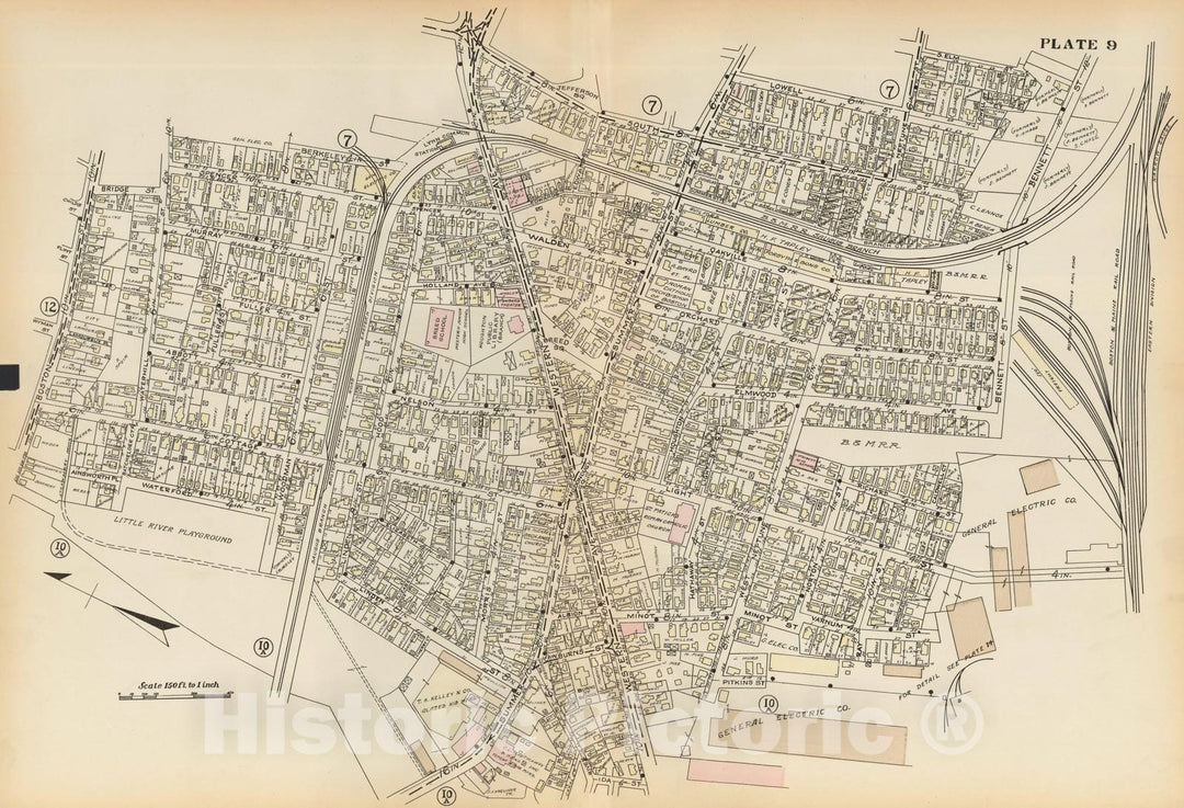 Historic Map : Atlas of Lynn, Nahant & Swampscott, Lynn 1924 Plate 009 , Vintage Wall Art
