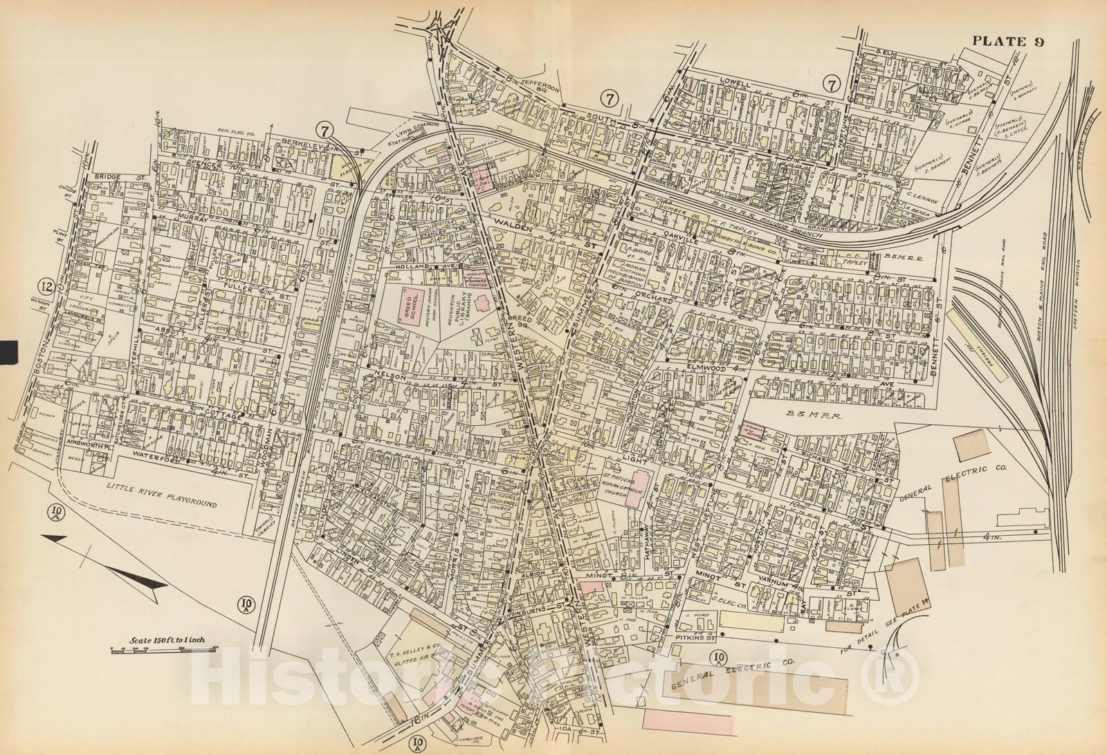 Historic Map : Atlas of Lynn, Nahant & Swampscott, Lynn 1924 Plate 009 , Vintage Wall Art