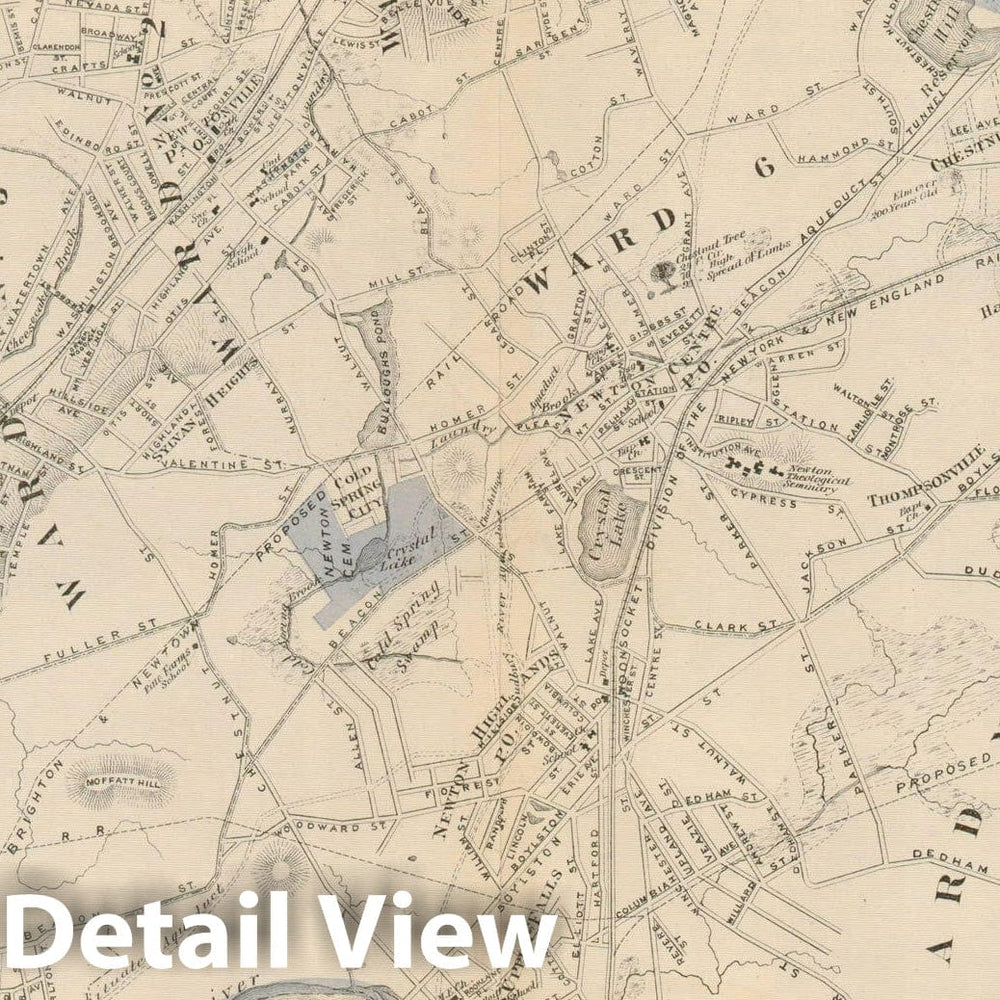 Historic Map : County Atlas of Middlesex Massachusetts, Newton 1875 , Vintage Wall Art