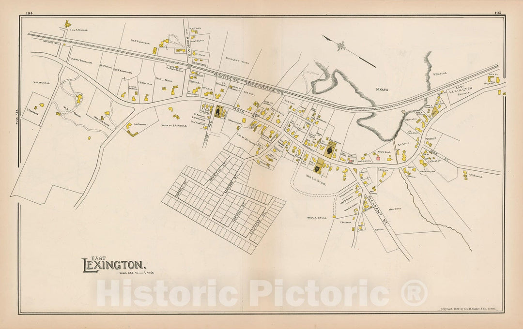 Historic Map : Atlas of Middlesex County, Massachusetts, East Lexington & Lexington 1889 , Vintage Wall Art