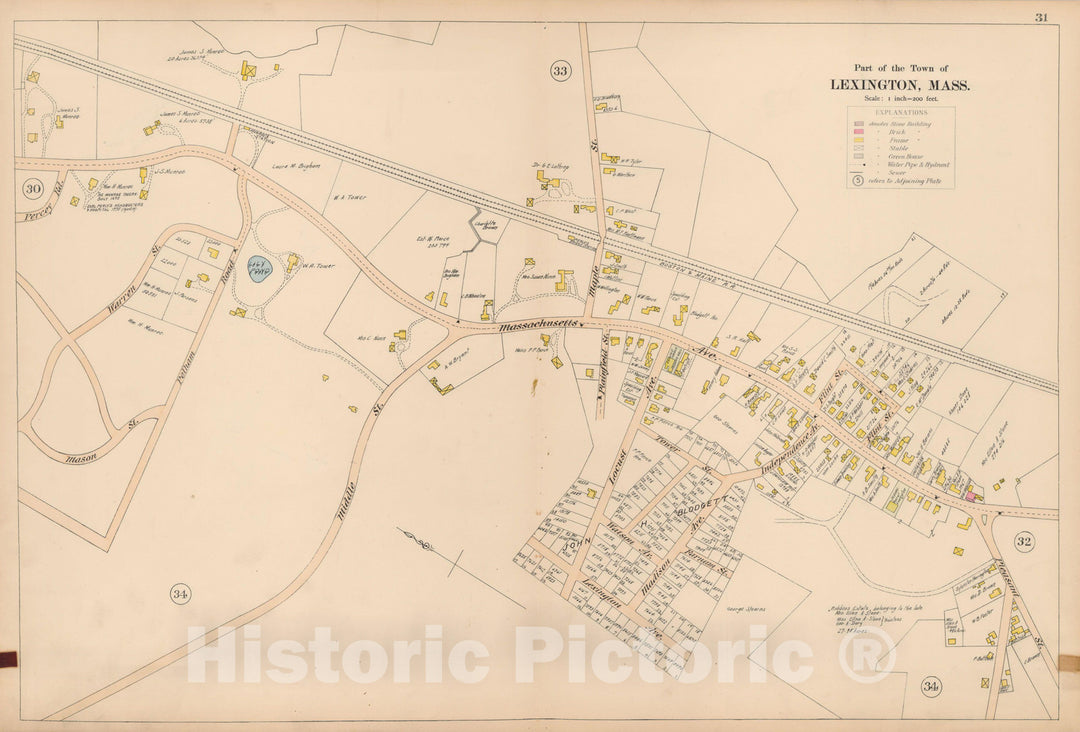 Historic Map : Atlas of Middlesex County, Lexington 1898 Plate 031 , Vintage Wall Art