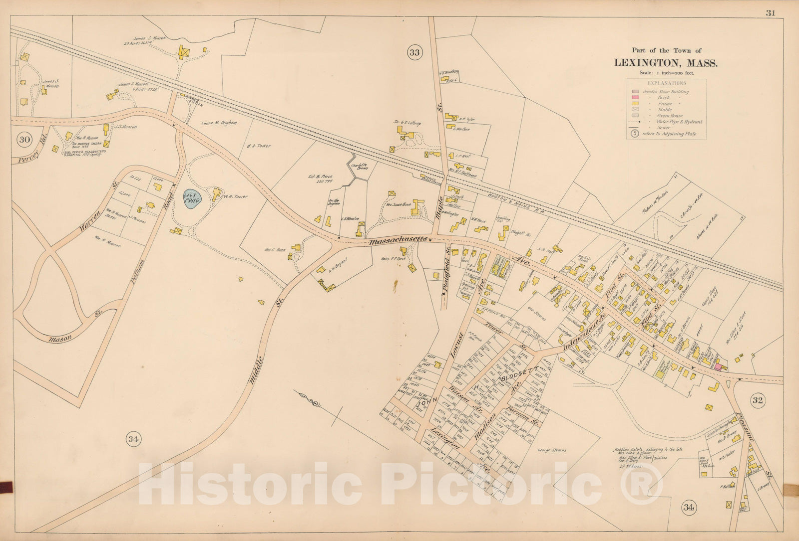 Historic Map : Atlas of Middlesex County, Lexington 1898 Plate 031 , Vintage Wall Art