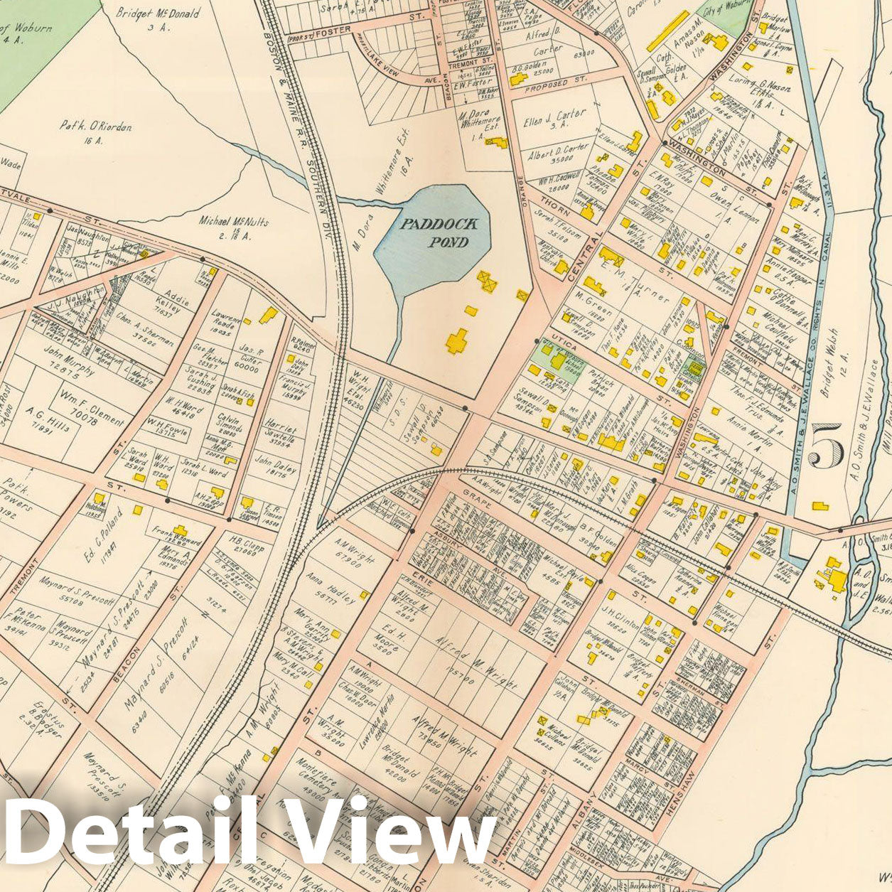 Historic Map : Atlas of Middlesex County, MA Vol. 2, Woburn 1906 Plate 021 , Vintage Wall Art