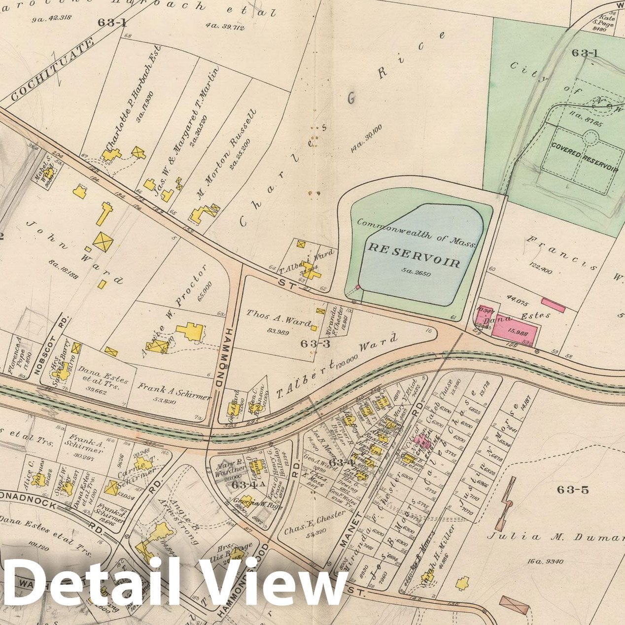 Historic Map : Atlas City of Newton, MA, Newton 1907 Plate 015 , Vintage Wall Art