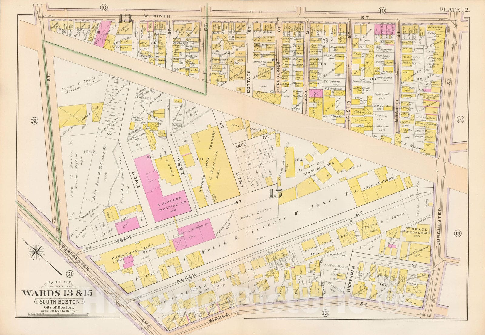 Historic Map : Atlas City of Boston, South Boston 1899 Plate 012 , Vintage Wall Art