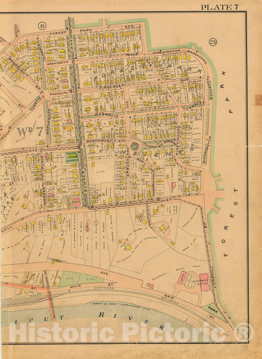 Historic Map : Atlas City of Springfield and The Town of Longmeadow 1910 Plate 007 , Vintage Wall Art