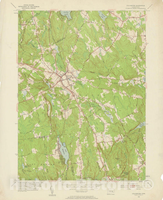 Historic Map : USGS 7.5 Minute Sheets and Quadrangles, Colchester 1953 Topographic Map , Vintage Wall Art