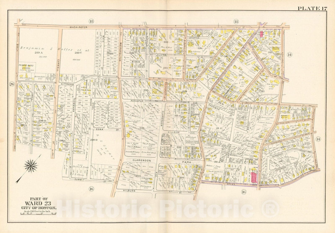 Historic Map : West Roxbury, Jamaica Plain & Roslindale, Roslindale 1905 Plate 017 , Vintage Wall Art