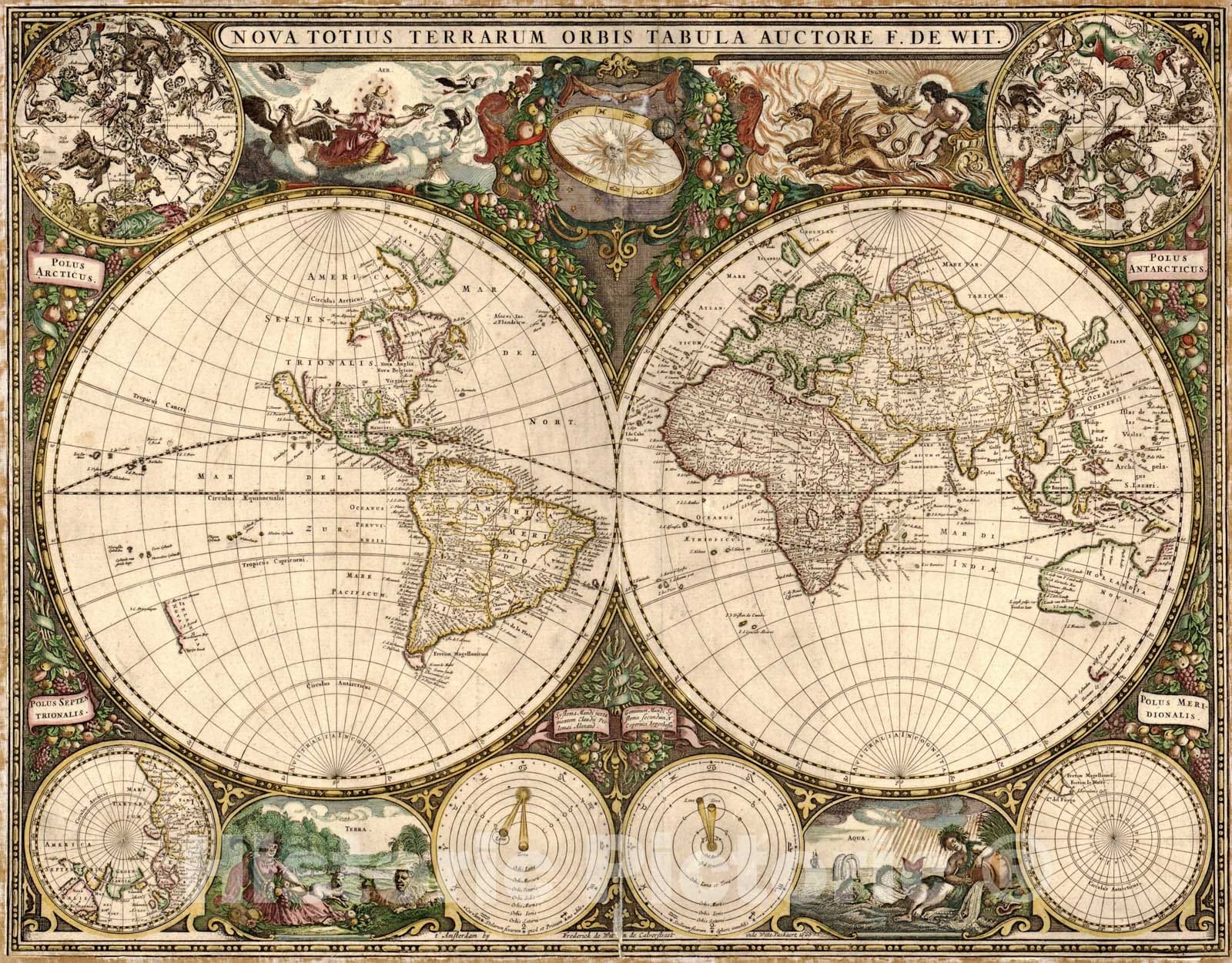 Historic Map : The World 1660 , Vintage Wall Art
