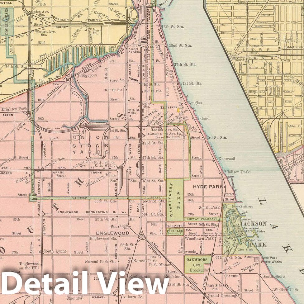 Historic Map : Chicago 1891 , Rand McNally's Atlas World , Vintage Wall Art