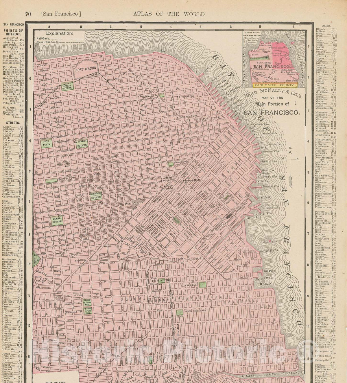 Historic Map : San Francisco 1900 , Universal Atlas World , Vintage Wall Art