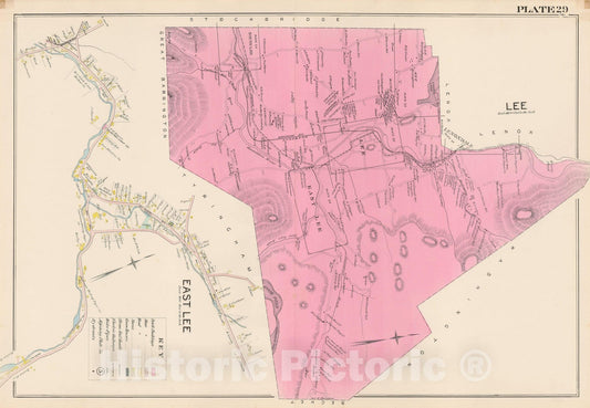 Historic Map : Atlas of Berkshire County Massachusetts, Lee 1904 Plate 029 , Vintage Wall Art