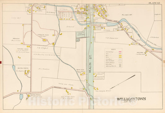 Historic Map : Atlas of Berkshire County Massachusetts, Williamstown 1904 Plate 045 , Vintage Wall Art