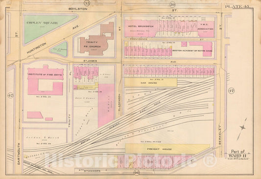 Historic Map : Atlas City of Boston, City Proper, Vol. 2, Boston 1888 Plate 045 , Vintage Wall Art