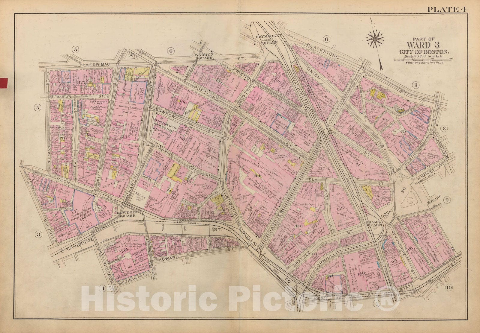 Historic Map : Atlas City of Boston: Boston Proper and Back Bay, Boston 1928 Plate 004 , Vintage Wall Art