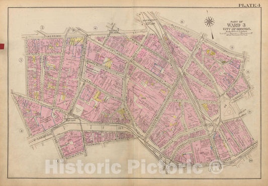 Historic Map : Atlas City of Boston: Boston Proper and Back Bay, Boston 1928 Plate 004 , Vintage Wall Art
