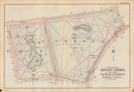 Historic Map : Atlas of Boston Proper, 1898 Plate 033 , Vintage Wall Art