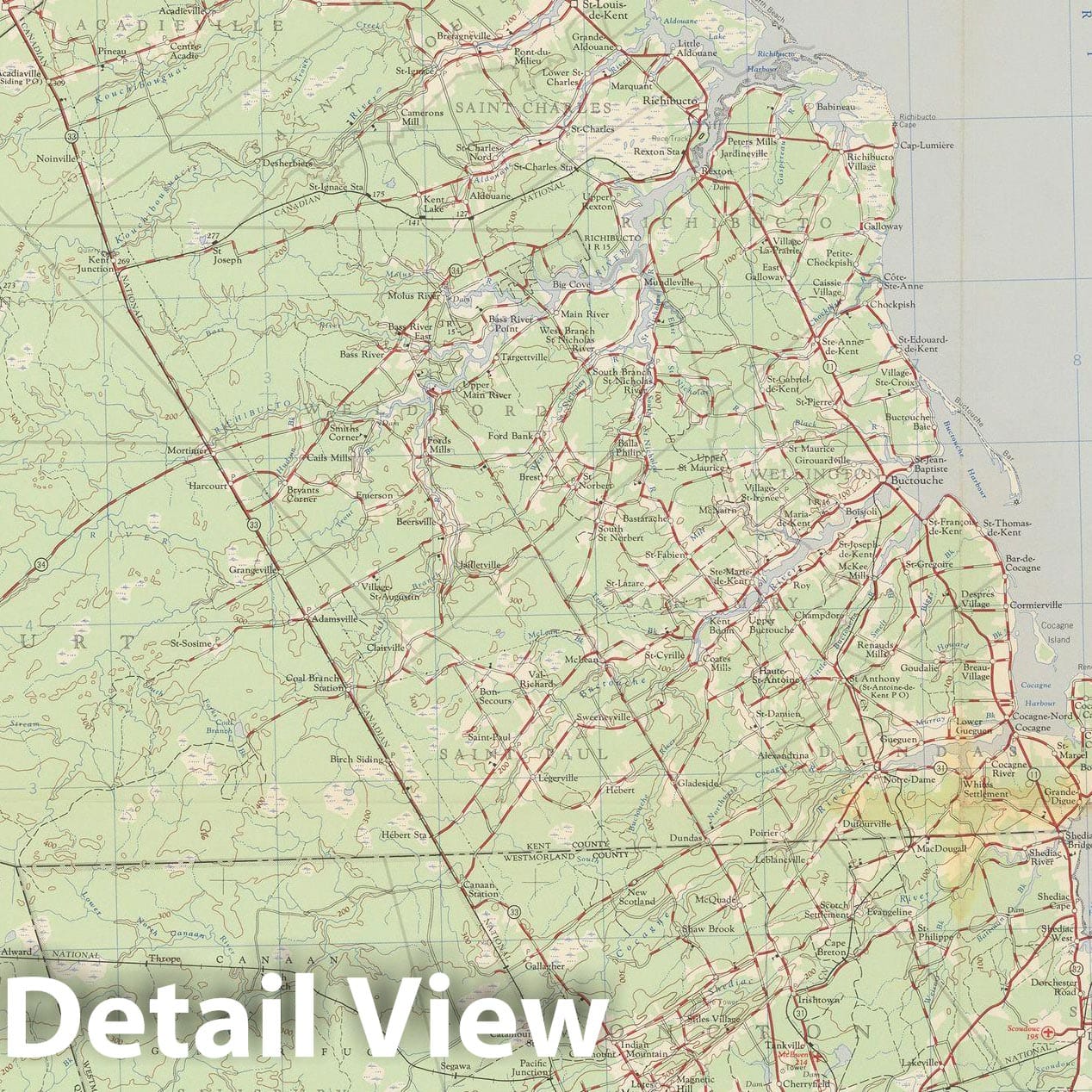 Historic Map : Canada National Topographic System, Moncton 1960 , Vintage Wall Art
