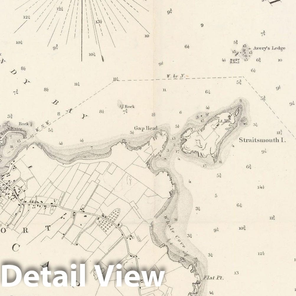 Historic Map : Rockport, Rockport 1858 Topographic Map , Vintage Wall Art
