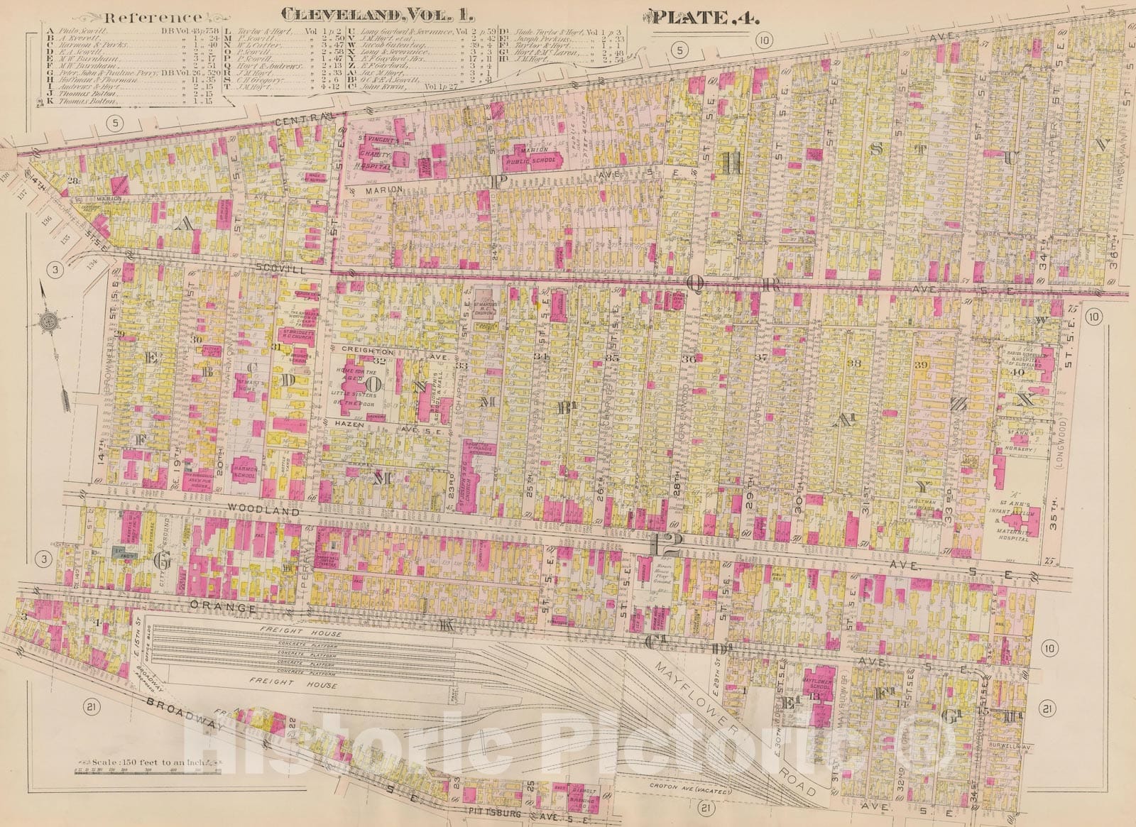 Historic Map : Plat Book of The City of Cleveland, Vol. One, 1912 Plate 004 , Vintage Wall Art